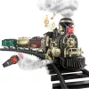 LEAN TOYS Electric Train Classic RC Train ar gaismām, skaņām un dūmiem, 206 cm trase, 24 gabali