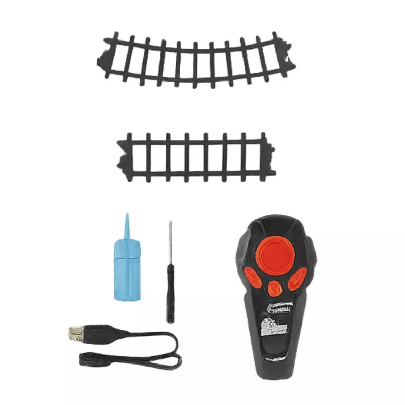 LEAN TOYS Electric Train Classic RC Train ar gaismām, skaņām un dūmiem, 206 cm trase, 24 gabali