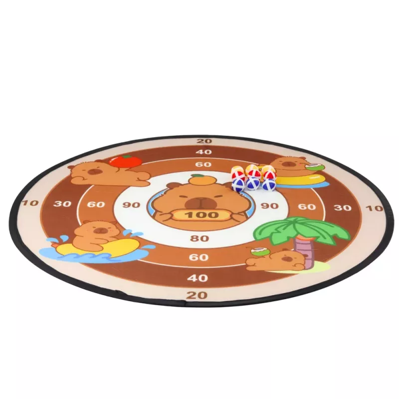 LEAN TOYS Capybara Dartboard Skill Game ar Velcro bumbiņām un rotaļu pistolēm 73.5 cm