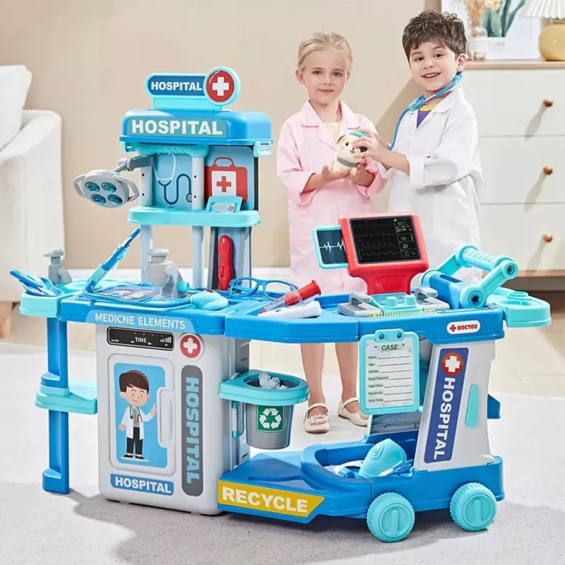 LEAN TOYS Ārsta slimnīcas komplekts čemodānā 2-in-1 ar gaismām un skaņām
