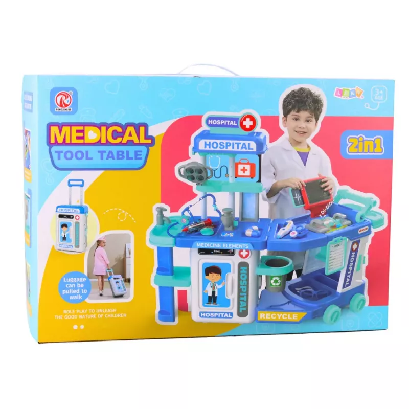 LEAN TOYS Ārsta slimnīcas komplekts čemodānā 2-in-1 ar gaismām un skaņām