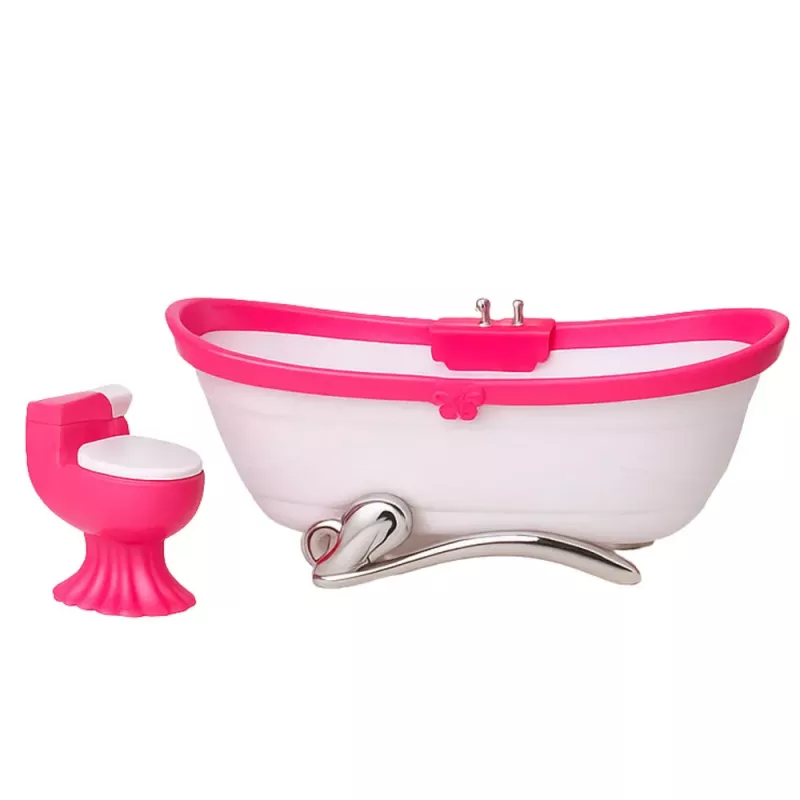 LEAN TOYS Vannas istabas komplekts lellēm: Vanna, tualete, izlietne ar spoguli