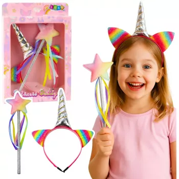 LEAN TOYS Unicorn Rag Ragauss Spieķis Matu lentes Komplekts