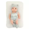 LEAN TOYS Bērnu lelle ar segu, baltu un pelēku apģērbu, cepuri, 18 cm