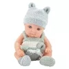 LEAN TOYS Bērnu lelle ar segu, baltu un pelēku apģērbu, cepuri, 18 cm