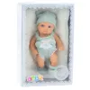 LEAN TOYS Bērnu lelle ar segu, baltu un pelēku apģērbu, cepuri, 18 cm