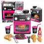 LEAN TOYS Virtuves komplekts ar cepeškrāsni, pārtiku, gaismām, skaņām, rozā