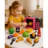 LEAN TOYS Mikroviļņu krāsns rotaļlieta bērniem ar 360° rotāciju, gaismām un skaņām, rozā
