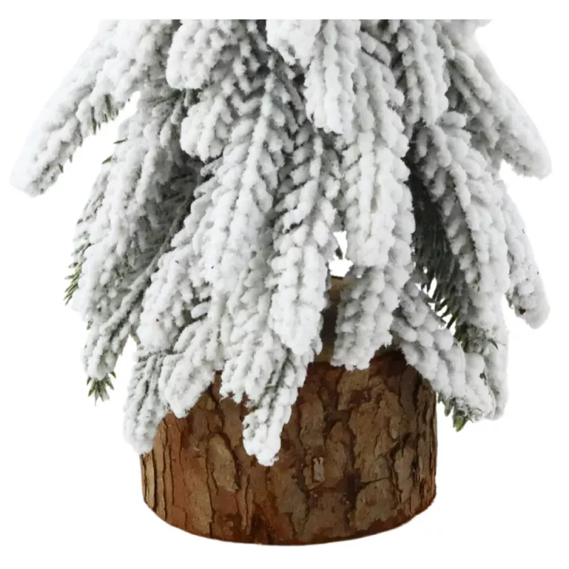 LEAN Dekoratīva mākslīgā Ziemassvētku eglīte uz sniegota stumbra 20 x 9 cm