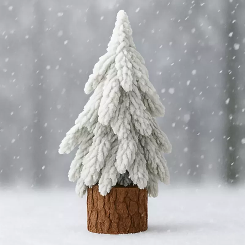 LEAN Dekoratīva mākslīgā Ziemassvētku eglīte uz sniegota stumbra 20 x 9 cm