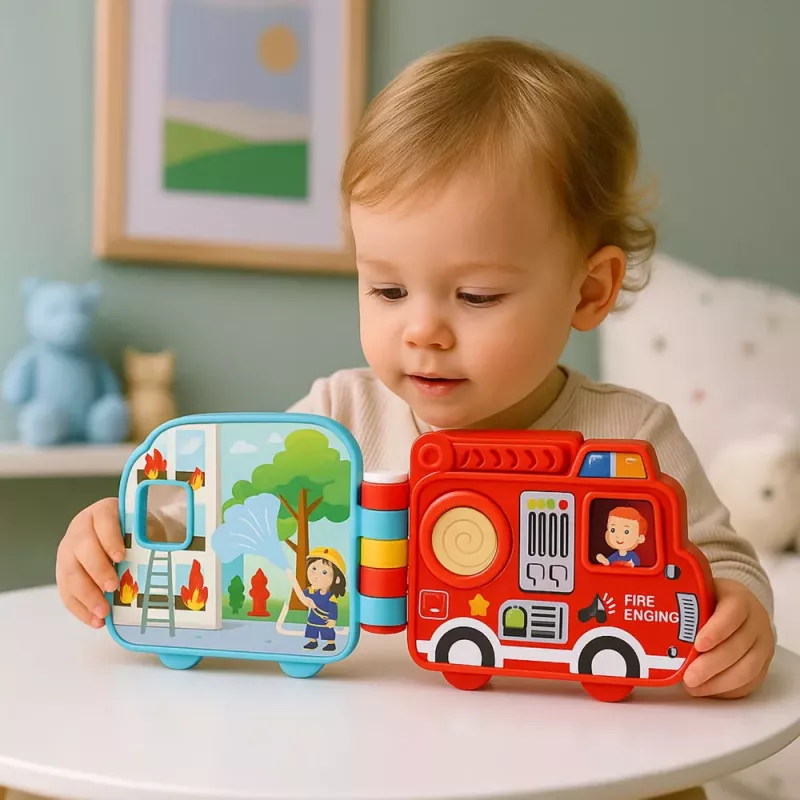 LEAN TOYS Interaktīvā izglītojošā grāmata Transportlīdzekļi Gaismas Skaņas Kustīgie elementi