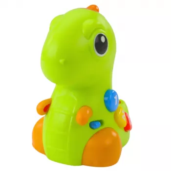 LEAN TOYS Interaktīvā rotaļlieta mazuļiem Dinozaurs uz riteņiem ar gaismām un skaņām