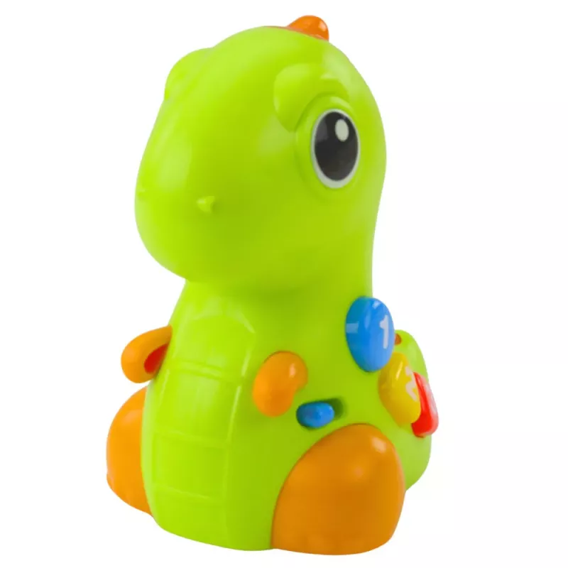 LEAN TOYS Interaktīvā rotaļlieta mazuļiem Dinozaurs uz riteņiem ar gaismām un skaņām