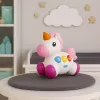 LEAN TOYS Interaktīva rotaļlieta mazuļiem Vienradzis uz riteņiem Gaismas un skaņas