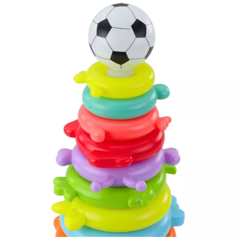 LEAN TOYS Izglītojoša piramīdas puzle ar bumbiņu uzlīmēm 13 līmeņi Krāsaina