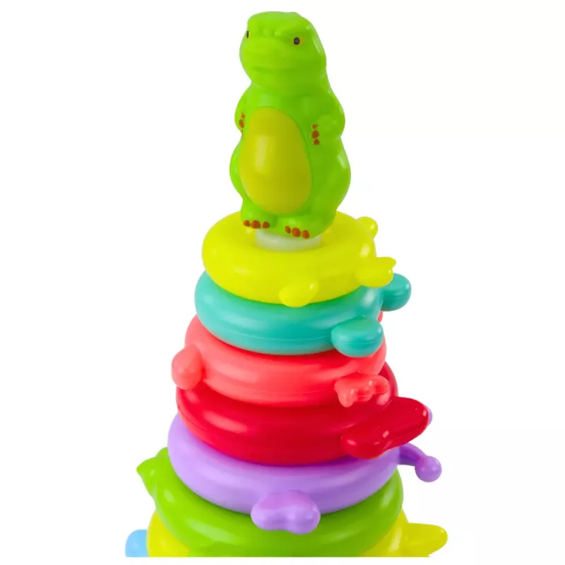 LEAN TOYS Izglītojoša piramīdas puzle ar dinozauru figūrām un uzlīmēm, 12 līmeņi