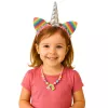 LEAN TOYS Unicorn Costume Accessory Set - Galvas saite, Ausis, Rags, Kaklarota, Krāsains