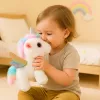 LEAN TOYS Vienradža plīša rotaļlieta ar kustībām un skaņām, balta, 21 cm