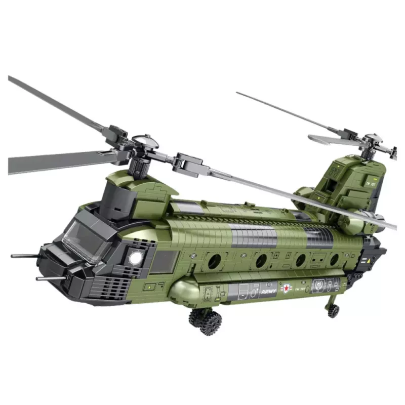 LEAN TOYS Konstrukcijas bloku komplekts Militārais helikopters CH-47 Chinook 1451 gab.