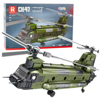 LEAN TOYS Konstrukcijas bloku komplekts Militārais helikopters CH-47 Chinook 1451 gab.