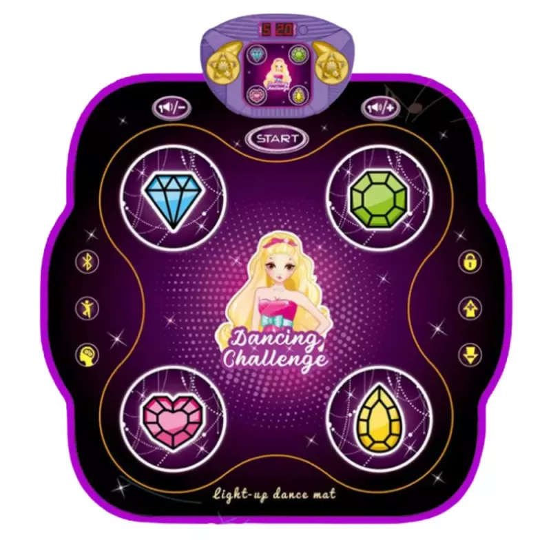 LEAN TOYS Interaktīvais muzikālais deju paklājs bērniem ar Bluetooth 9 spēļu līmeņiem