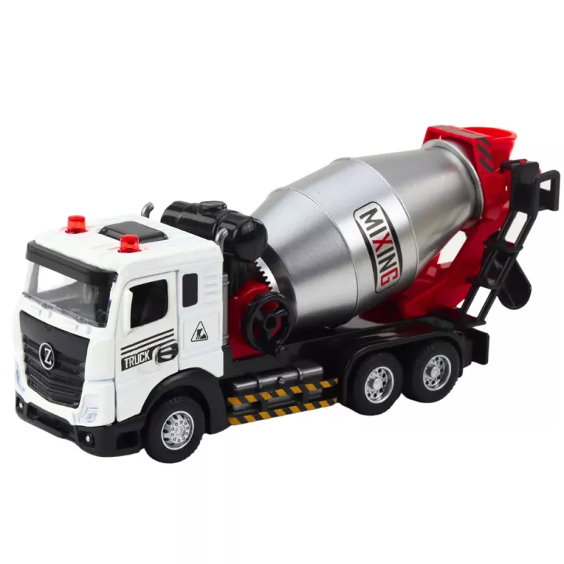LEAN TOYS Betona maisītāja būvniecības transportlīdzeklis ar metāla kabīni, rotējošu cilindru, gaismām un skaņām