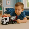 LEAN TOYS Betona maisītāja būvniecības transportlīdzeklis ar metāla kabīni, rotējošu cilindru, gaismām un skaņām