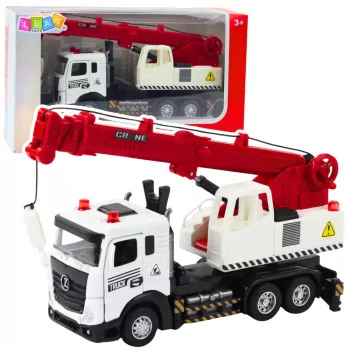 LEAN TOYS Kravas automašīna ar celtni, metāla kabīne, regulējama strēle, gaismas un skaņas sistēma