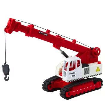 LEAN TOYS Kāpurķēžu celtnis ar grozāmu kabīni, gaismu, skaņu, metāla āķi - 1:14 mēroga RC būvniecības transportlīdzeklis