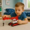 LEAN TOYS Kāpurķēžu celtnis ar grozāmu kabīni, gaismu, skaņu, metāla āķi - 1:14 mēroga RC būvniecības transportlīdzeklis