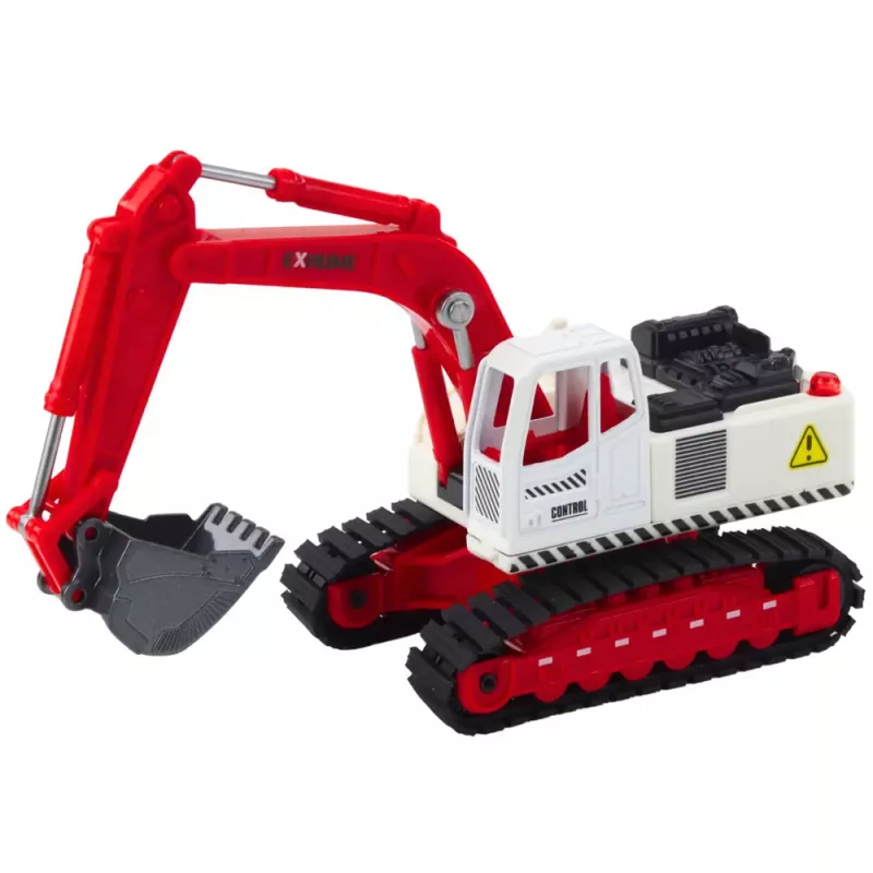 LEAN TOYS Metāla kāpurķēžu ekskavators ar grozāmu kausu, kabīni, gaismām un skaņām