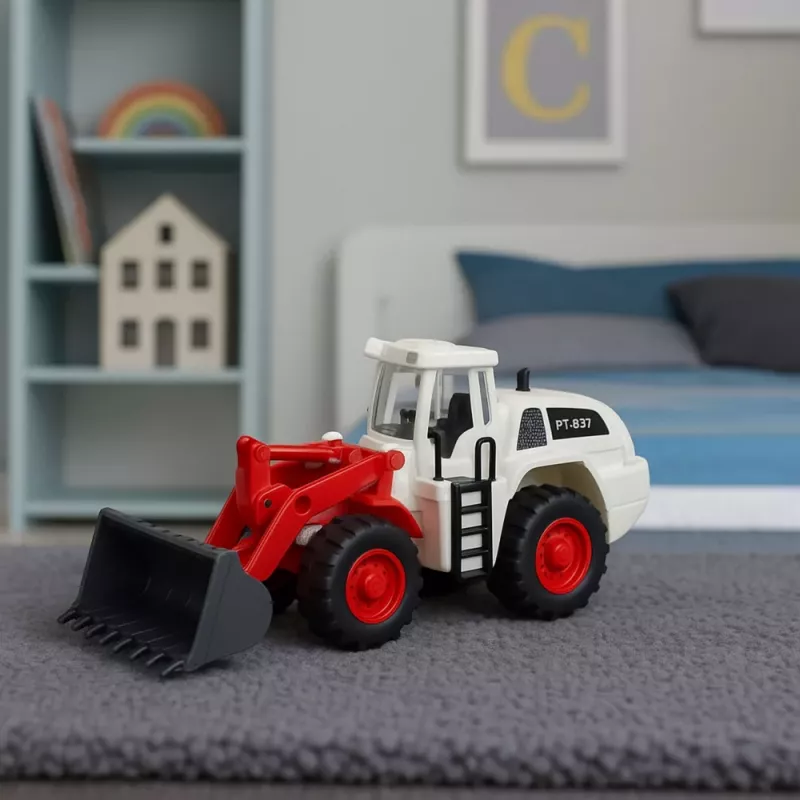 LEAN TOYS Būvniecības transportlīdzeklis Ekskavators Buldozers ar kustīgu metāla kausu, gaismām un skaņām