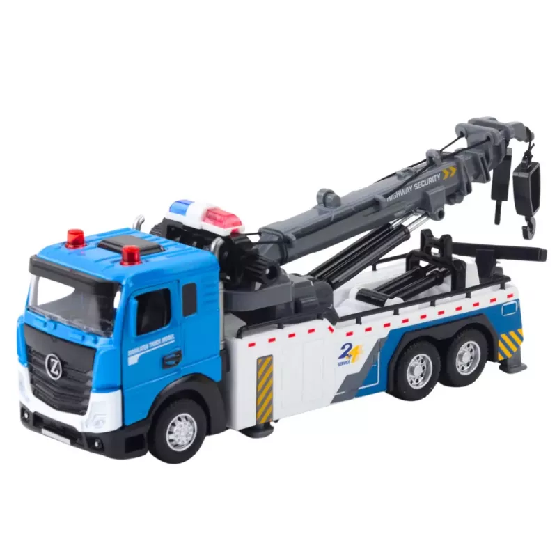 LEAN TOYS Transportlīdzeklis Boom Truck Tow Truck Metāla Kabīne Gaismas Skaņas
