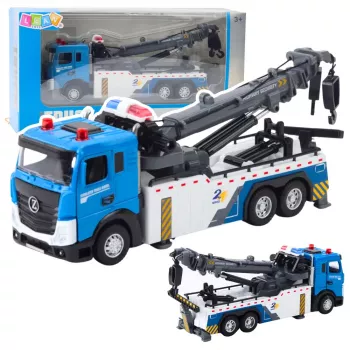 LEAN TOYS Transportlīdzeklis Boom Truck Tow Truck Metāla Kabīne Gaismas Skaņas