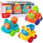 LEAN TOYS Būvniecības transportlīdzekļu komplekts ar dzīvniekiem mazuļiem Krāsains 3 gab.