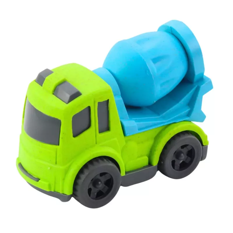 LEAN TOYS Celtniecības transportlīdzekļu komplekts: Automašīnas, Betona maisītājs, Kravas automašīna ar āķi, BIOPlastmasa