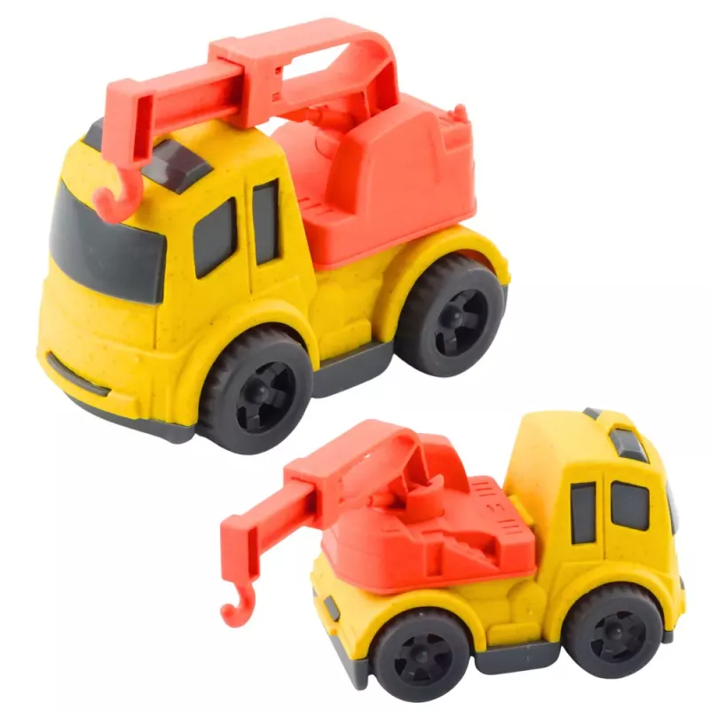 LEAN TOYS Celtniecības transportlīdzekļu komplekts: Automašīnas, Betona maisītājs, Kravas automašīna ar āķi, BIOPlastmasa