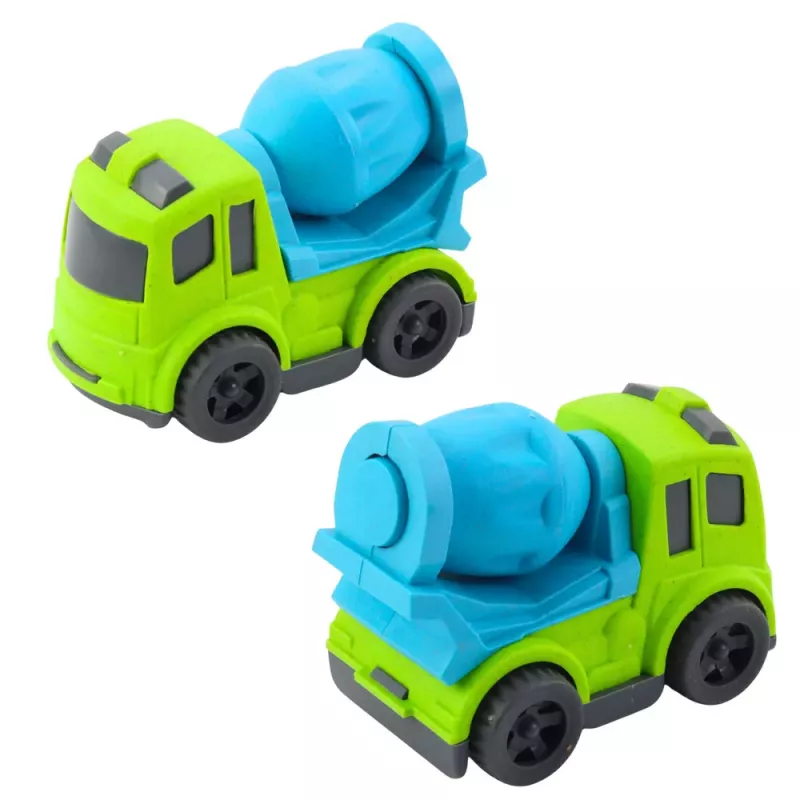 LEAN TOYS Celtniecības transportlīdzekļu komplekts: Automašīnas, Betona maisītājs, Kravas automašīna ar āķi, BIOPlastmasa