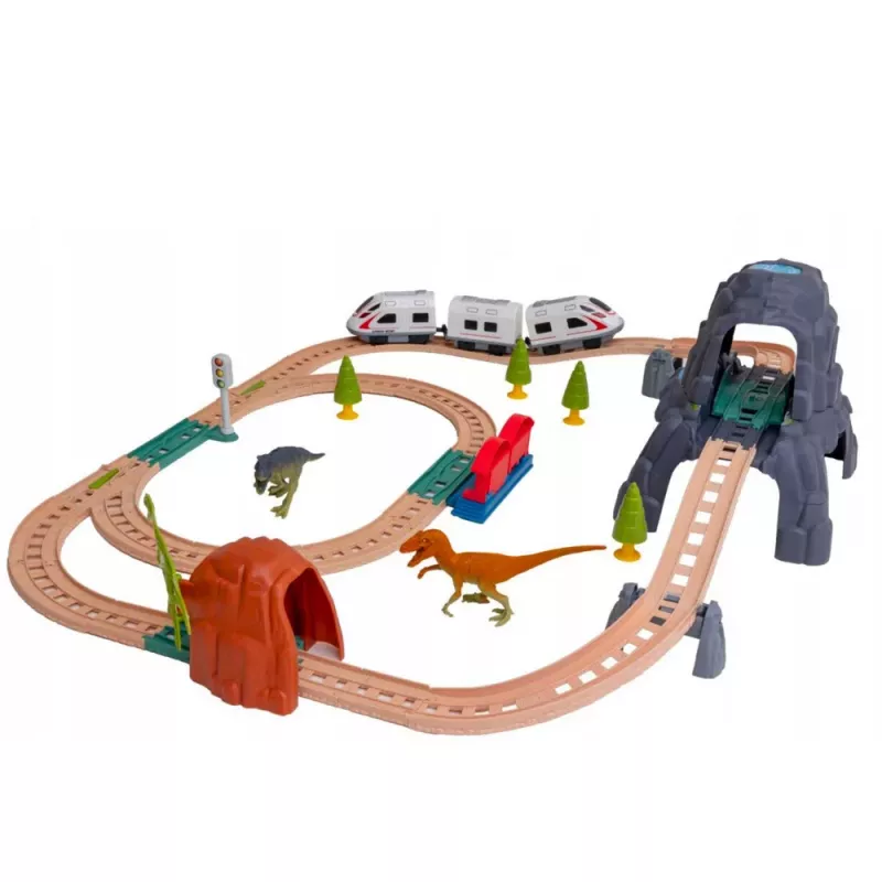 LEAN TOYS Dinosaur Park Electric Train Set ar gaismām un skaņām 76 cm