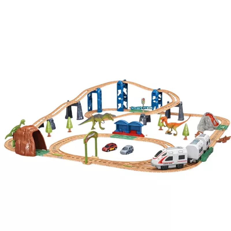 LEAN TOYS Electric Interactive Train Cars Tunnel Volcano Dinosaurs 95 cm