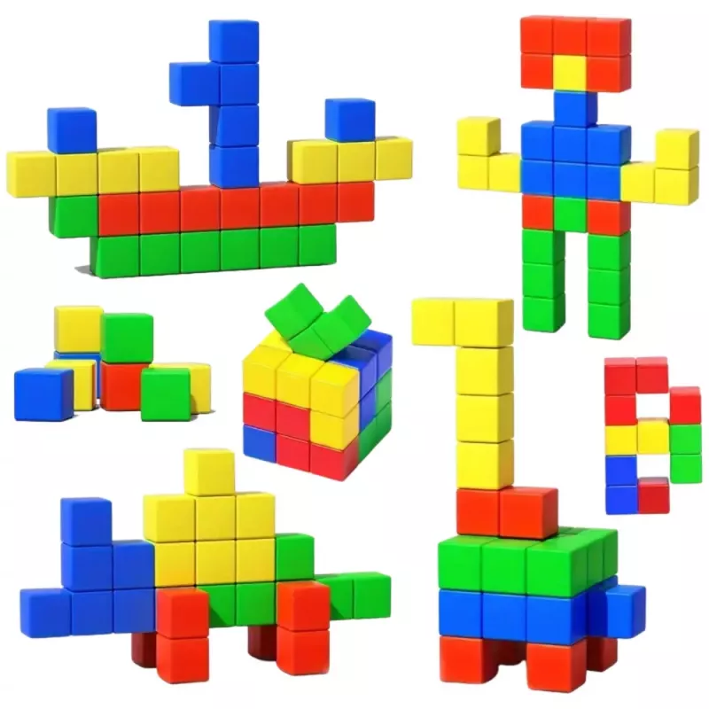 LEAN TOYS Magnētisko bloku komplekts bērniem Krāsaina puzle 32 gab.