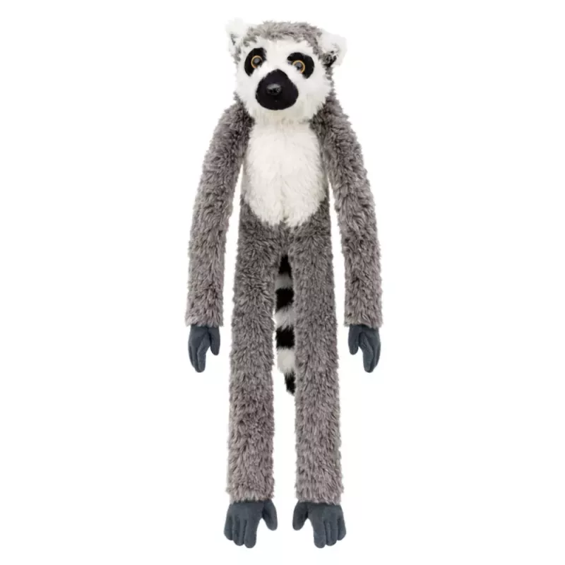 LEAN TOYS Plush Lemur Cuddly Toy with Velcro for Hanging Gray 35cm