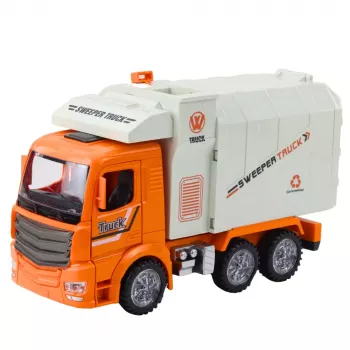 LEAN TOYS Garbage Truck City Lights Sounds Orange