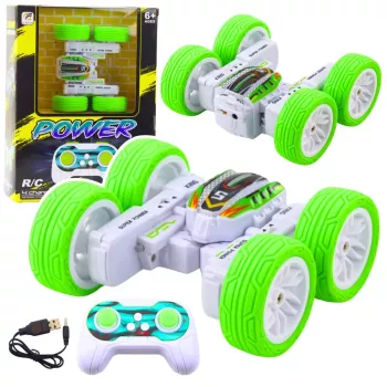 LEAN TOYS Ar vadību tālvadības akrobātiskais bezceļu auto 360° Zaļš 1:32