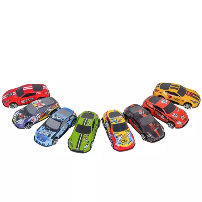LEAN TOYS Autostāvvieta ar Mašīnām, 4 Līmeņu Trase, 8 Metāla Transportlīdzekļi, Uzlīmes
