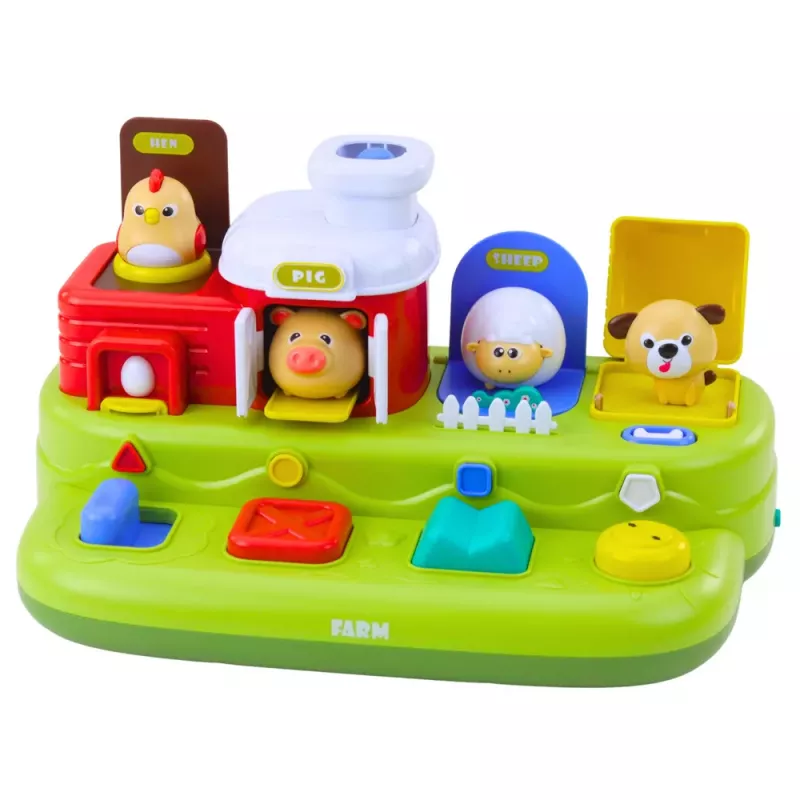 LEAN TOYS Interaktīva izglītojoša rotaļlieta mazuļiem - Pop-Up Animals Farm