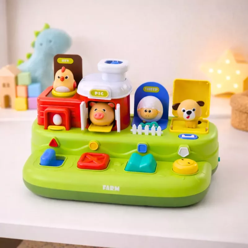 LEAN TOYS Interaktīva izglītojoša rotaļlieta mazuļiem - Pop-Up Animals Farm