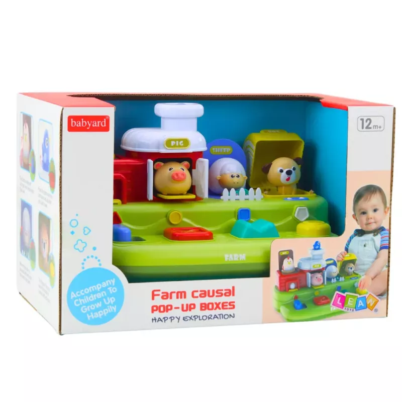 LEAN TOYS Interaktīva izglītojoša rotaļlieta mazuļiem - Pop-Up Animals Farm