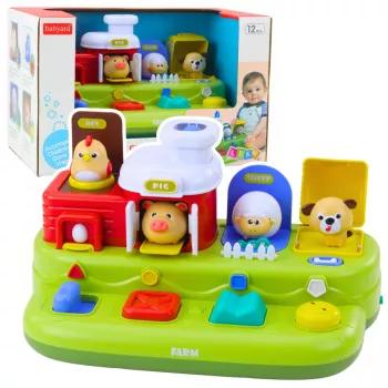 LEAN TOYS Interaktīva izglītojoša rotaļlieta mazuļiem - Pop-Up Animals Farm