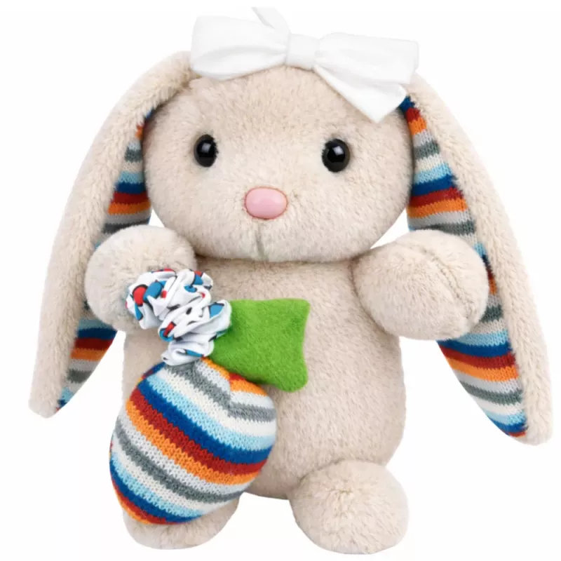 LEAN TOYS Mīksts plīša zaķis ar mūzikas kastīti, mīļā rotaļlieta, bēšs